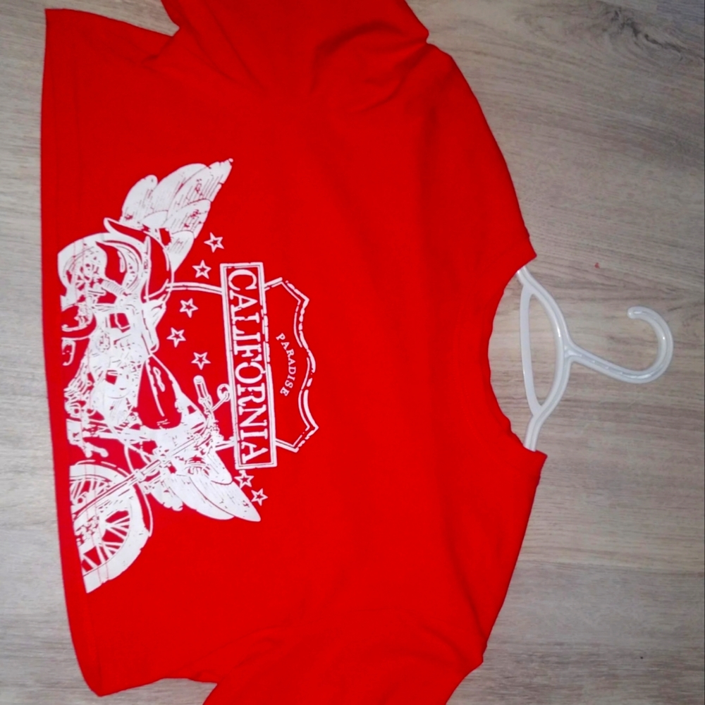 Shein red paradise California crop top